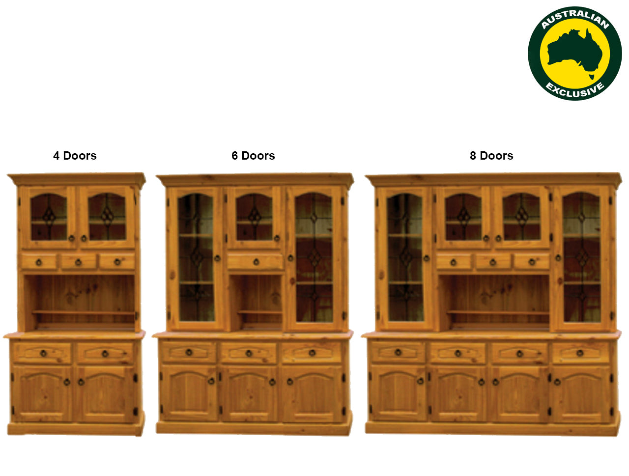 JAMISON (AUSSIE MADE) BUFFET AND HUTCH (NO LEAD LIGHT GLASS) COLLECTION - ASSORTED PAINTED COLOURS - STARTING FROM $1499