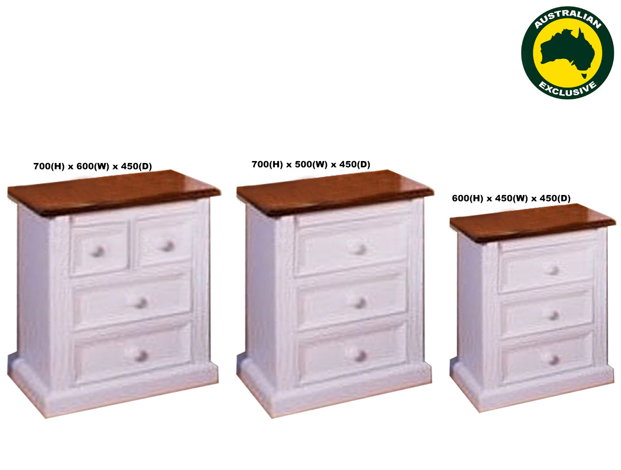 JANE (AUSSIE MADE) BEDSIDE TABLE COLLECTION - ASSORTED PAINTED / STAINED COLOURS - STARTING FROM $449