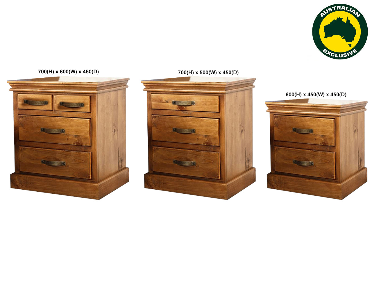 KIPLING (AUSSIE MADE) BEDSIDE TABLE COLLECTION - ASSORTED STAINED COLOURS - STARTING FROM $449