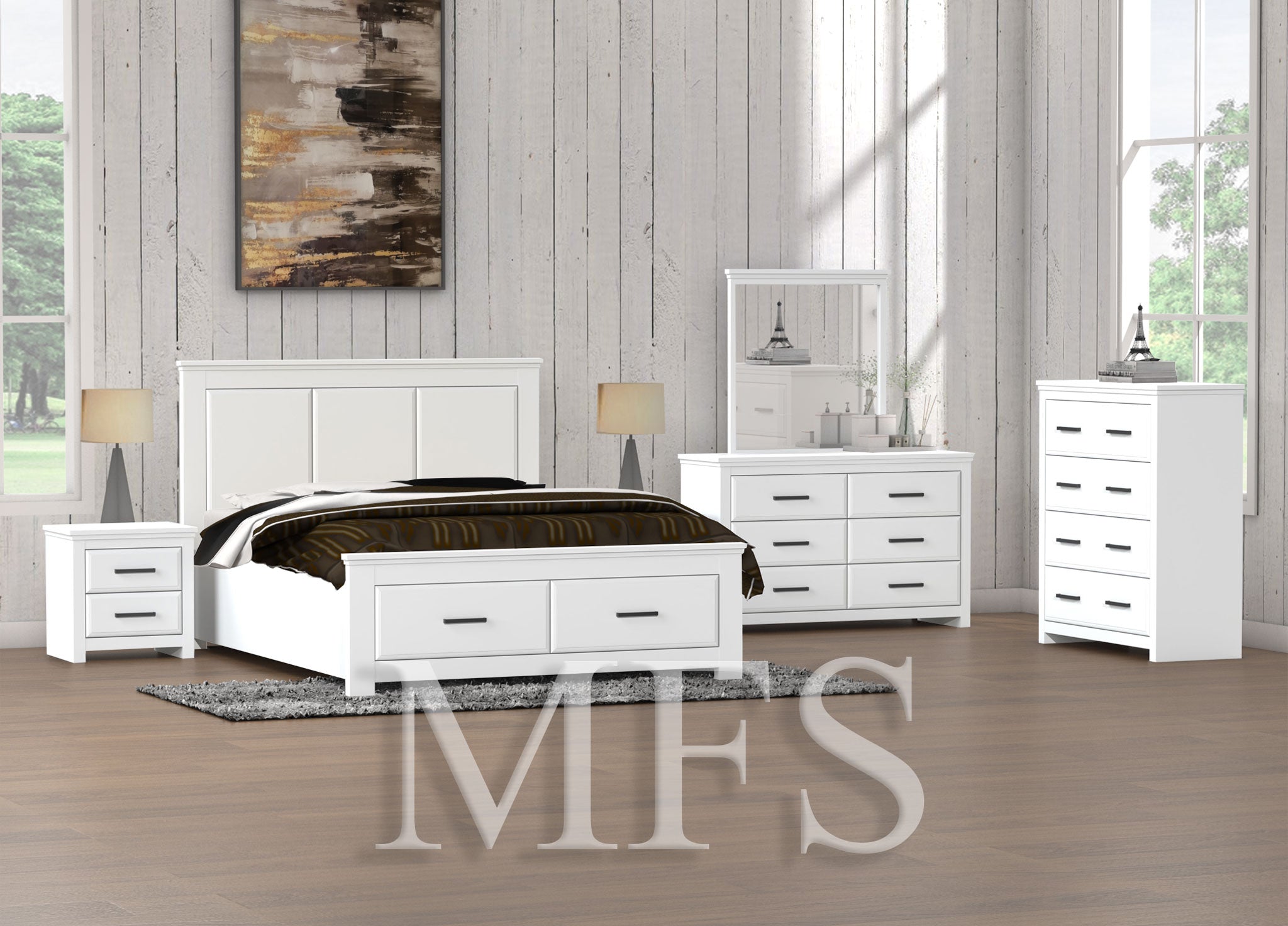 DOUBLE OR QUEEN KARANCHO (CUSTOM MADE) 5 PIECE (DRESSER) BEDROOM SUITE - ASSORTED COLOURS