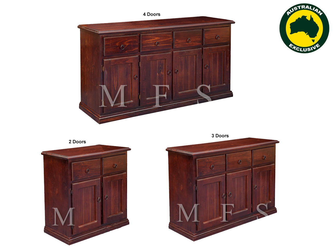 KENT (AUSSIE MADE) THICK TOP BUFFET COLLECTION - ASSORTED STAINED COLOURS - STARTING FROM $649