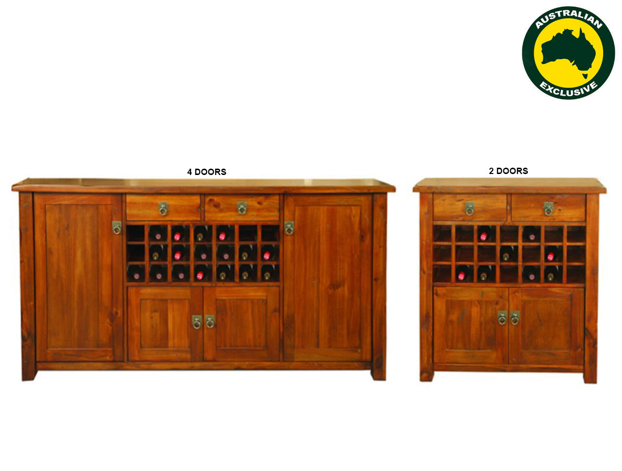 KIMBERLEY (AUSSIE MADE) BUFFET WITH 21 BOTTLE WINE RACK COLLECTION - ASSORTED STAINED COLOURS - STARTING FROM $799