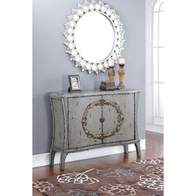 VINA AMERICAN HARDWOOD POPLAR 2 DOOR CONSOLE TABLE / CABINET (4-9-1-14-1) - AS PICTURED