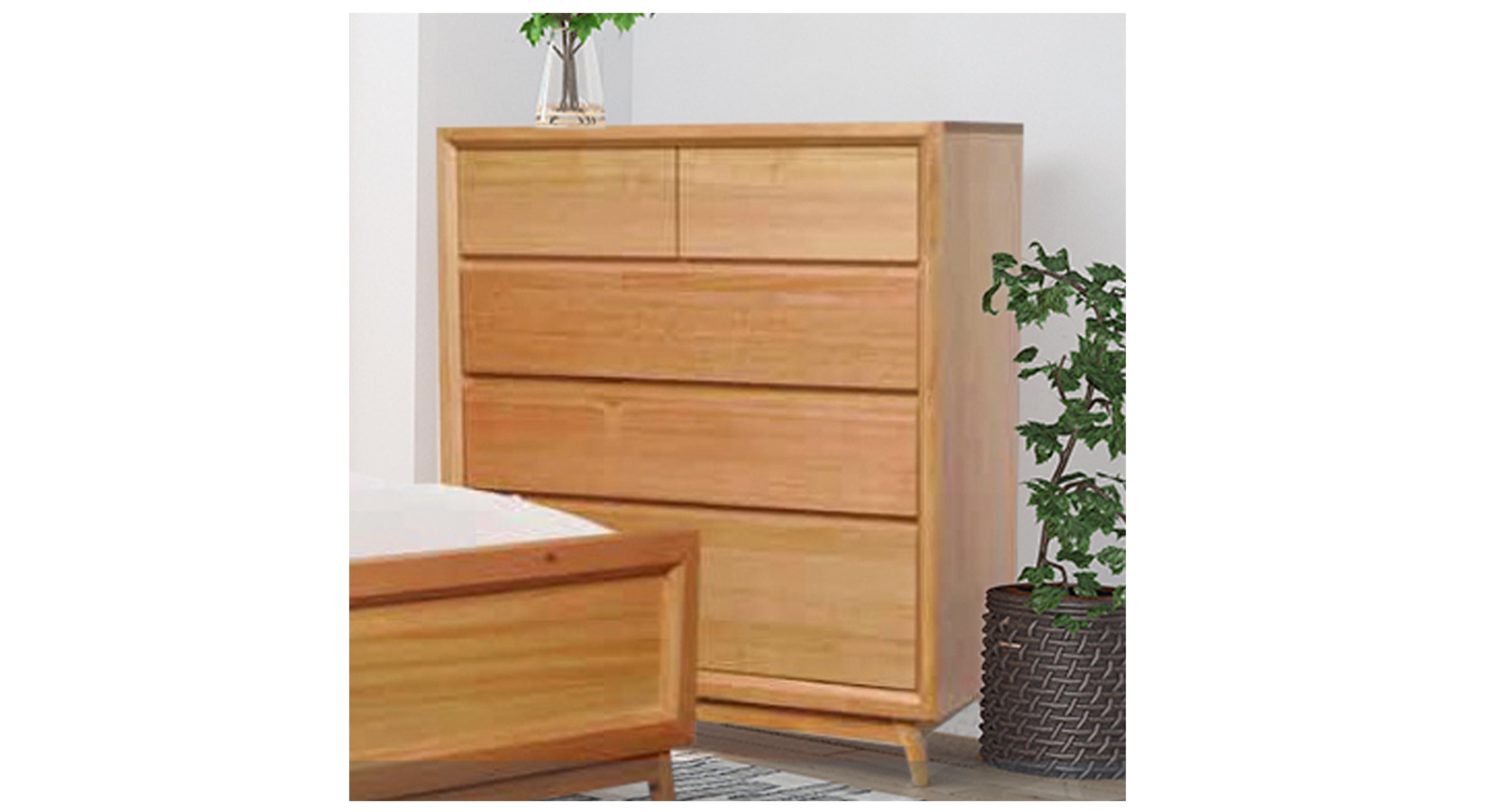 BERKELEY 5 DRAWER SPLIT TOP TALLBOY - AS PICTURED
