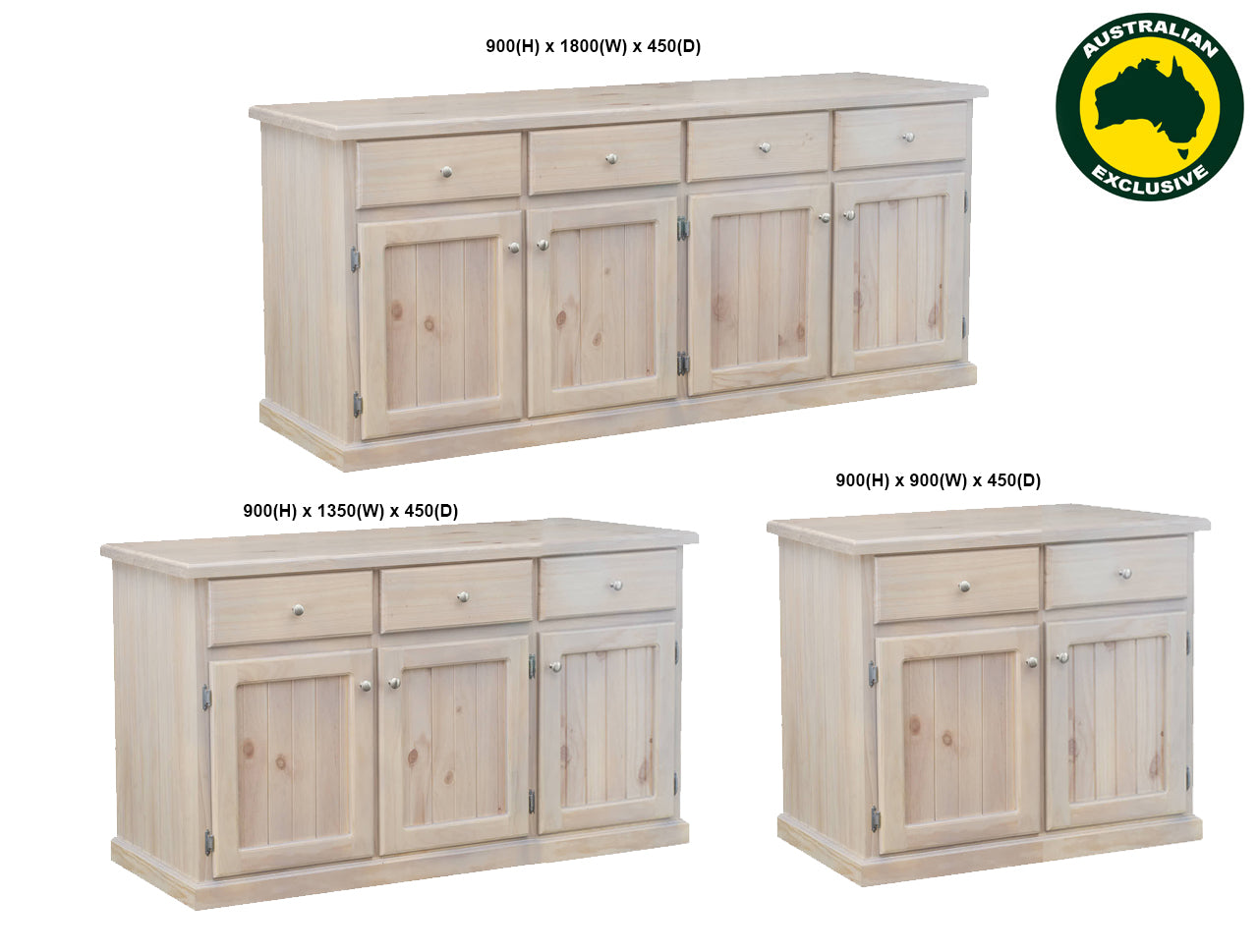 LENDELL (AUSSIE MADE) THICK TOP BUFFET COLLECTION - ASSORTED PAINTED COLOURS - STARTING FROM $1299