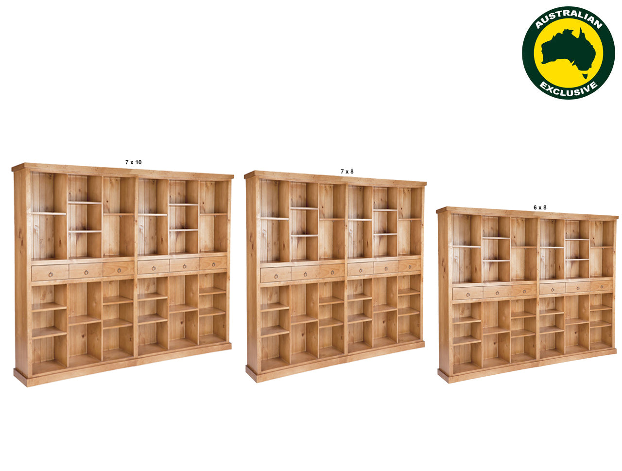 LITHGOW (AUSSIE MADE) HIGHLINE BOOKCASE WITH 6 DRAWERS COLLECTION - ASSORTED STAINED COLOURS - STARTING FROM $1899