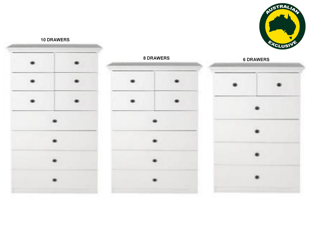 MALVERN (AUSSIE MADE) TALLBOY COLLECTION - ASSORTED PAINTED COLOURS - STARTING FROM $899