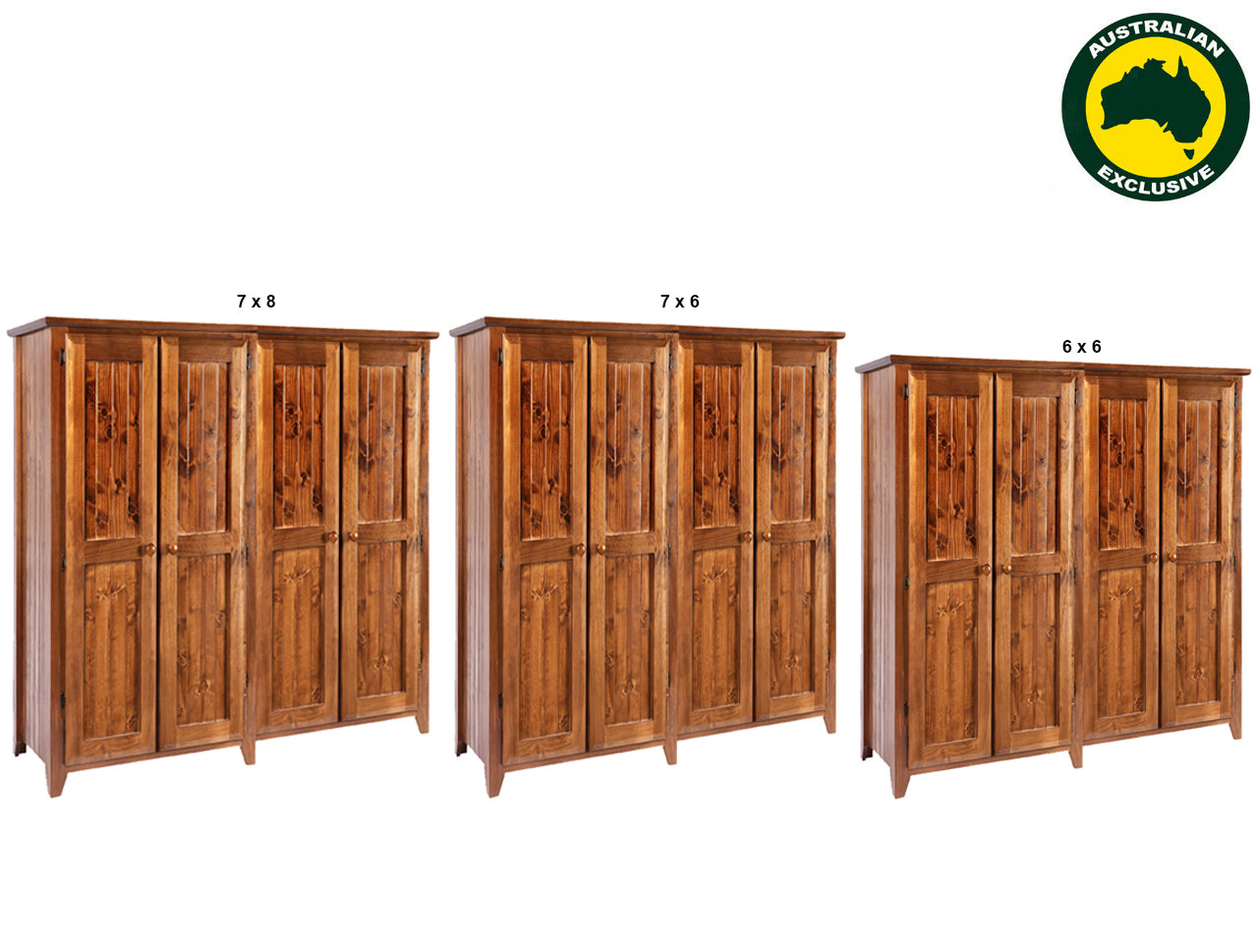 MANILLA (AUSSIE MADE) 4 DOOR STANDARD PANTRY COLLECTION - ASSORTED STAINED COLOURS - STARTING FROM $1599