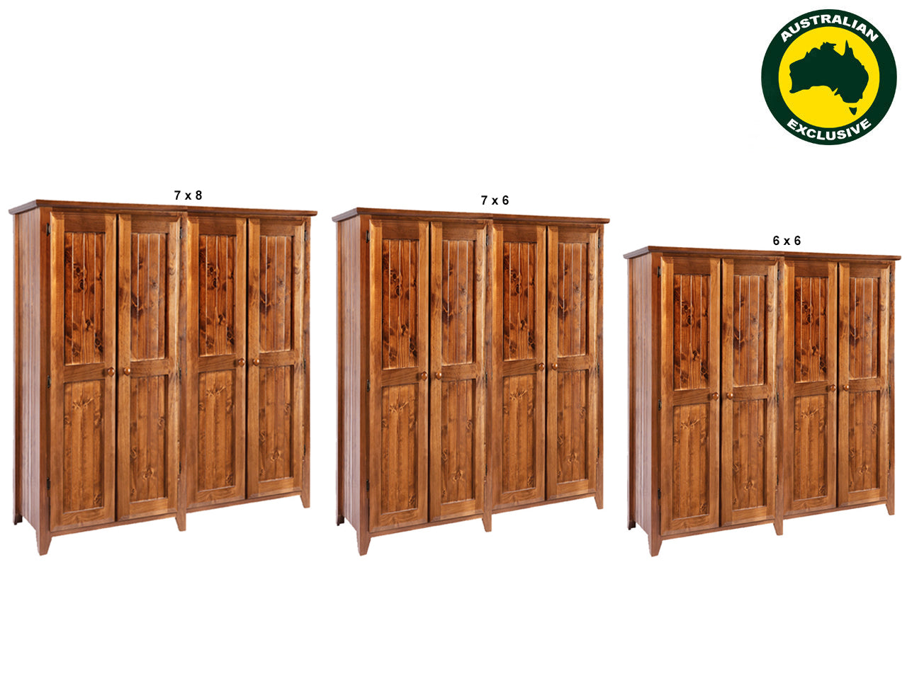 MANILLA (AUSSIE MADE) 4 DOOR STANDARD PANTRY COLLECTION - ASSORTED STAINED COLOURS - STARTING FROM $1799