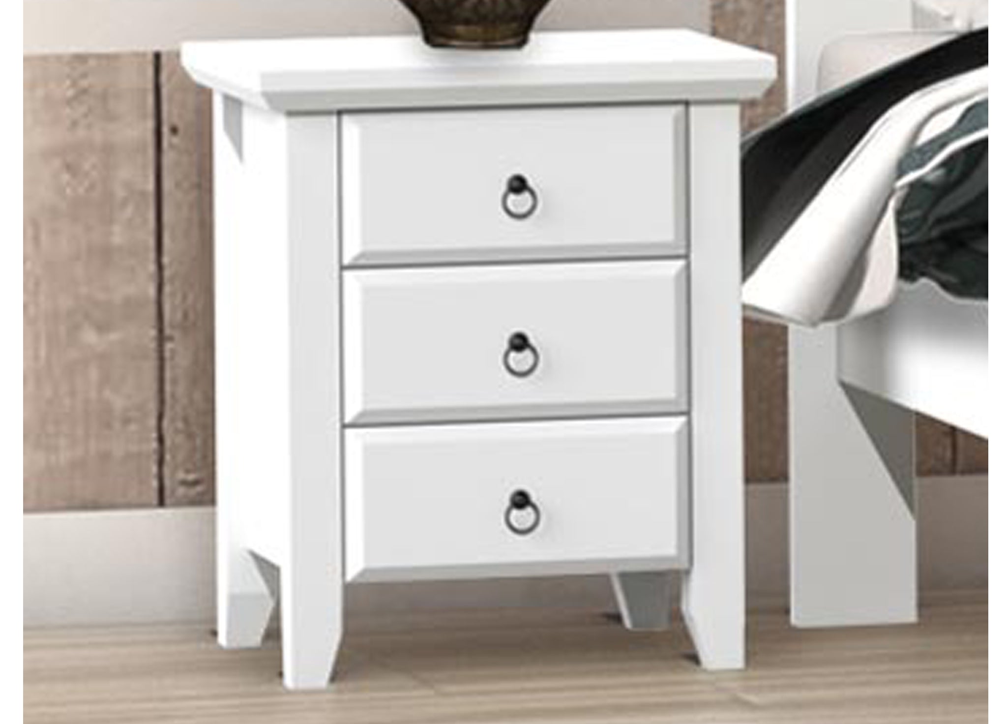 MANILLA (AUSSIE MADE) BEDSIDE TABLE WITH 3 DRAWERS AND RING HANDLES - PAINTED COLOURS