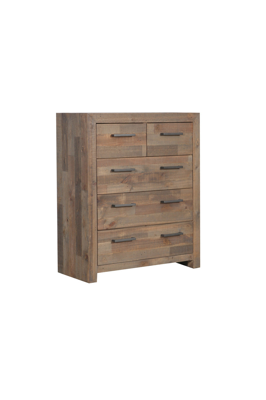 ASTORIA QUEEN 6 PIECE (THE LOT) BEDROOM SUITE - BED WITH 2 DRAWERS - AGED PIER 
