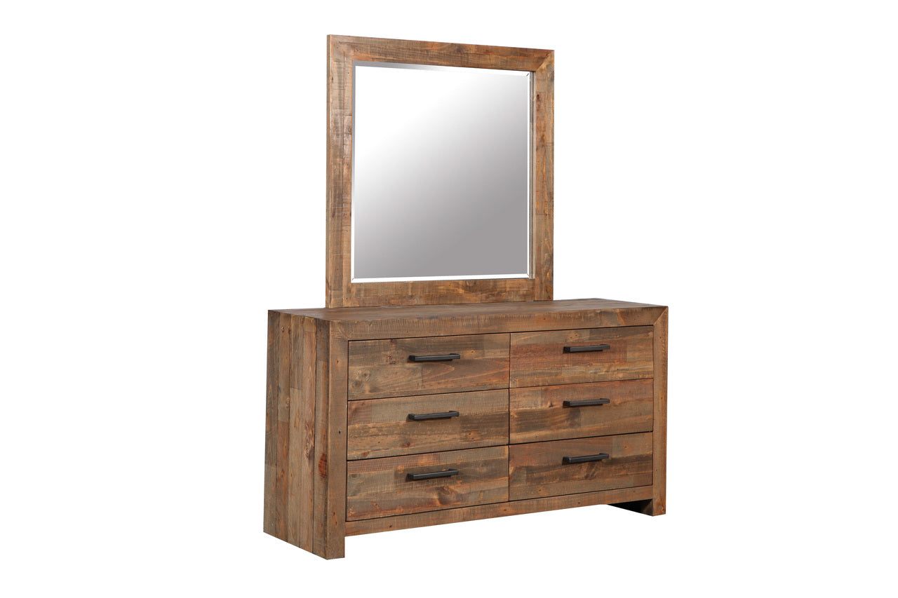 ASTORIA QUEEN 6 PIECE (THE LOT) BEDROOM SUITE - BED WITH 2 DRAWERS - AGED PIER 
