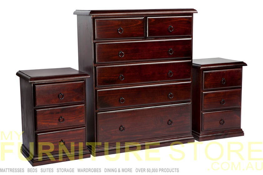 CRONULLA 3 PIECE CHEST SET (3+3+6) - BALTIC (PICTURED) , WALNUT OR GREYWASH