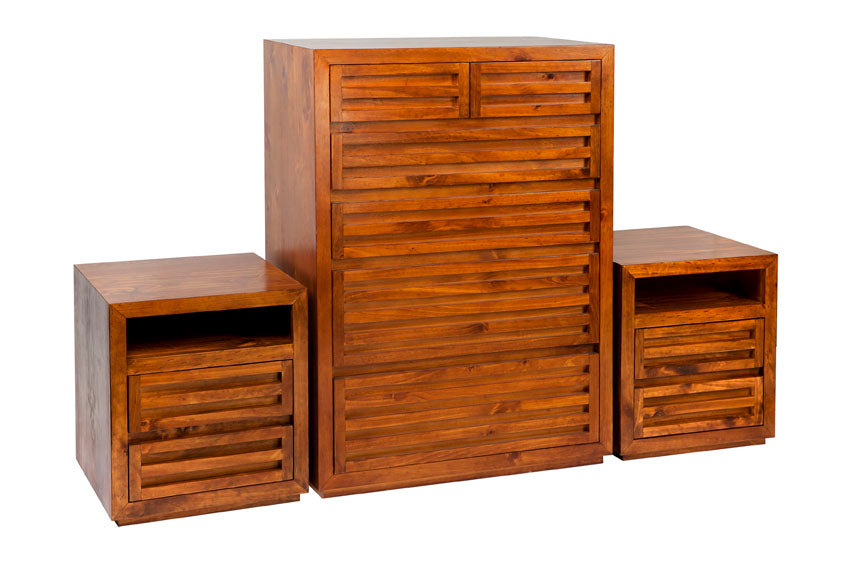 MANLY 3 PIECE CHEST SET (WITH 6 DRAWER TALLBOY) - BALTIC (PICTURED) , WALNUT OR GREYWASH