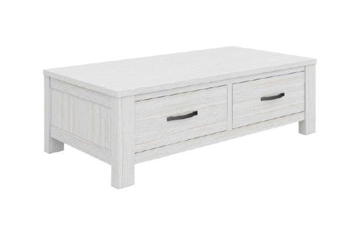 MILDRED   COFFEE TABLE WITH 2  DRAWERS  (6-12-15-9-14-1)  -  1270(W) x 660(D) -WHITE WASH