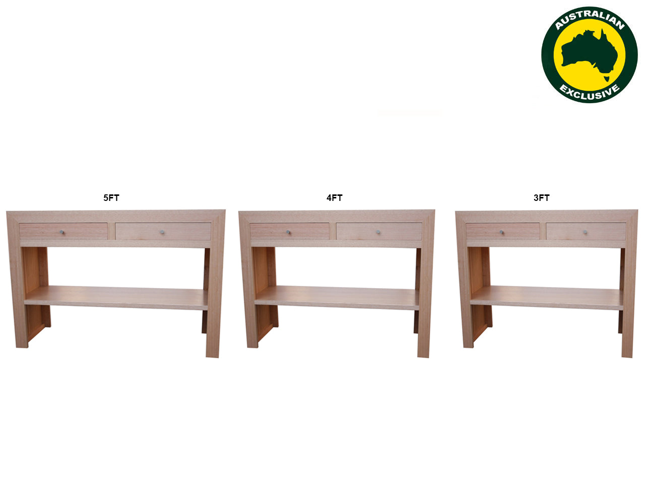 MORGAN (AUSSIE MADE) 2 DOOR CONSOLE TABLE COLLECTION - TASSIE OAK COMBINATION - ASSORTED STAINED COLOURS - STARTING FROM $799