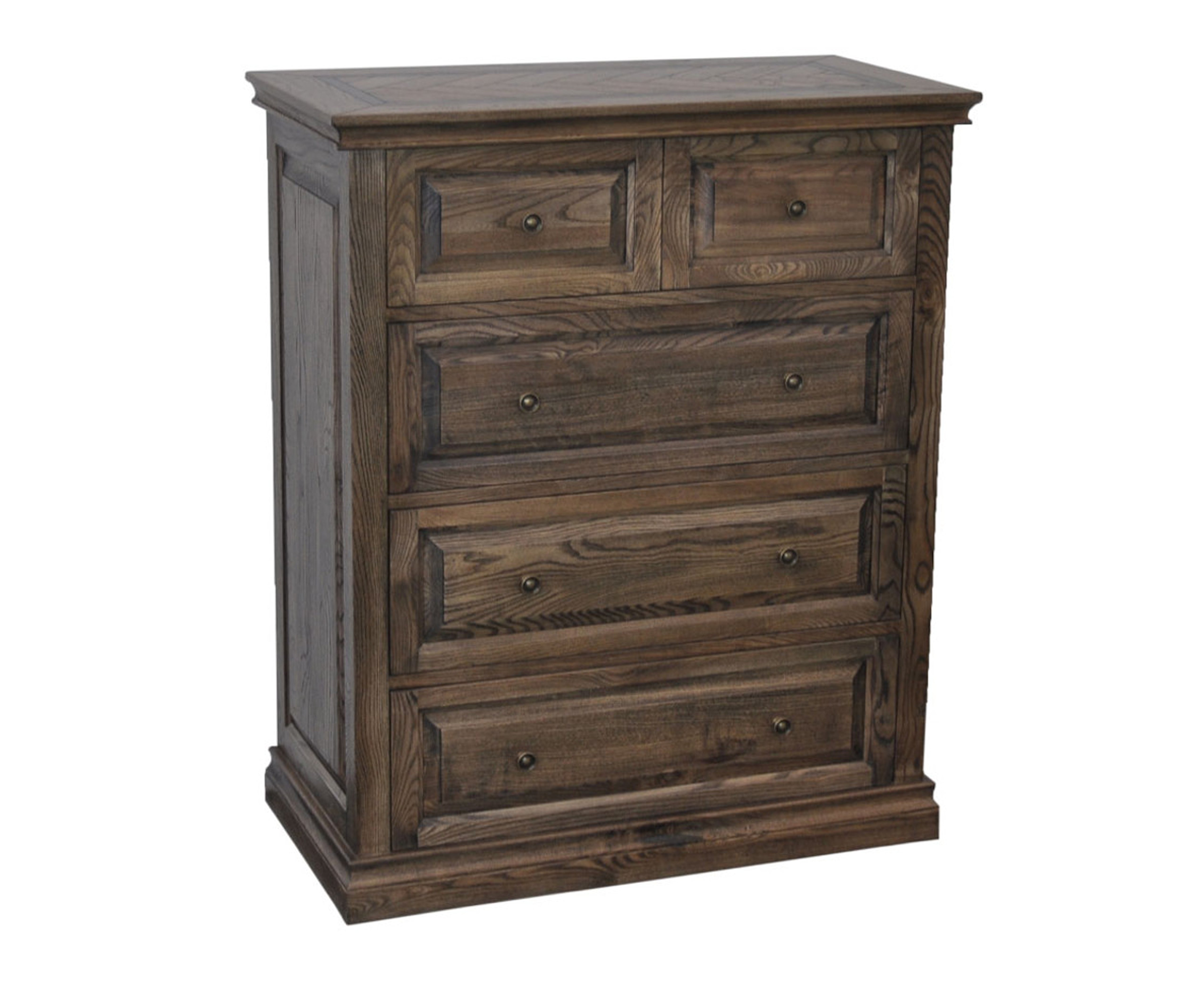 MOSAIC OAK WOOD 5 DRAWER SPLIT - TOP TALLBOY - ASH OAK