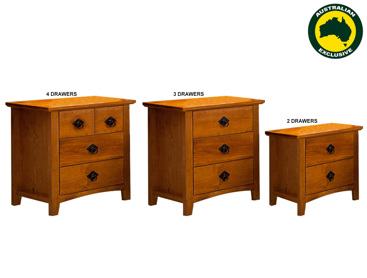 MADALINE (AUSSIE MADE) BEDSIDE TABLE COLLECTION - ASSORTED STAINED COLOURS - STARTING FROM $399