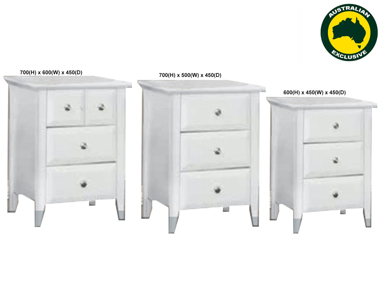 MAGNIFICENT (AUSSIE MADE) BEDSIDE TABLE COLLECTION - ASSORTED PAINTED COLOURS - STARTING FROM $399