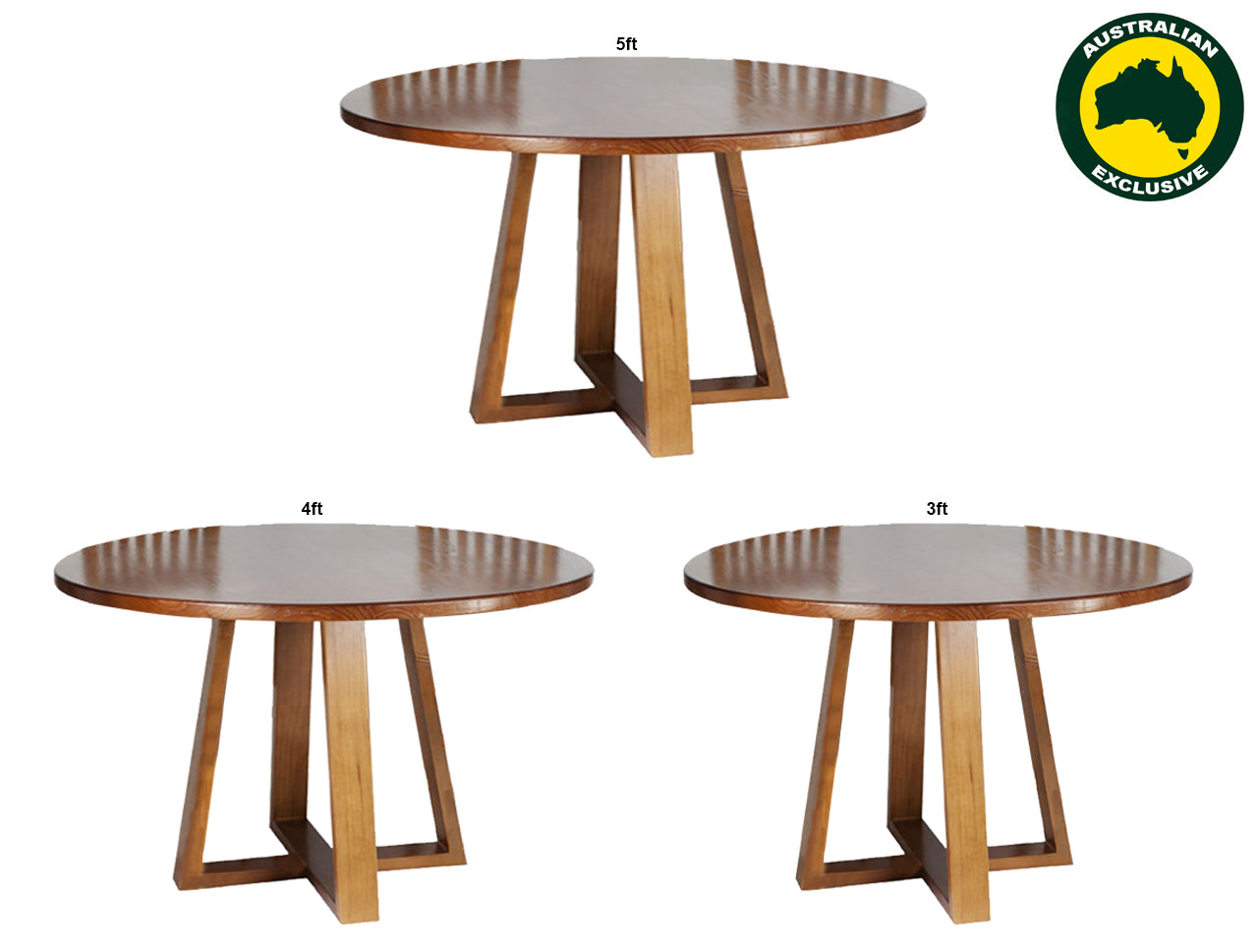 MAGNIFICENT (AUSSIE MADE) ROUND DINING TABLE COLLECTION - ASSORTED STAINED COLOURS - STARTING FROM $799