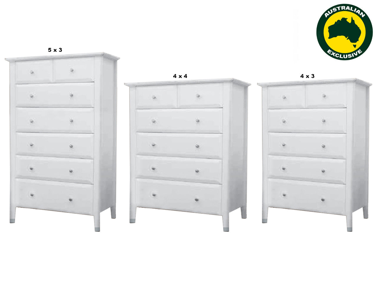 MAGNIFICENT (AUSSIE MADE) TALLBOY COLLECTION - ASSORTED PAINTED COLOURS - STARTING FROM $1199