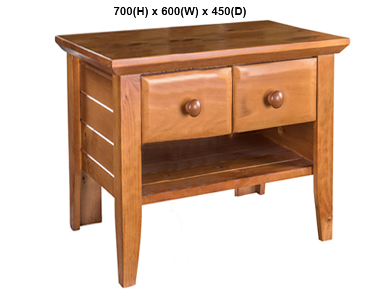 MANILLA (AUSSIE MADE) BEDSIDE WITH 1 SHELF COLLECTION - ASSORTED STAINED COLOURS - STARTING FROM $399