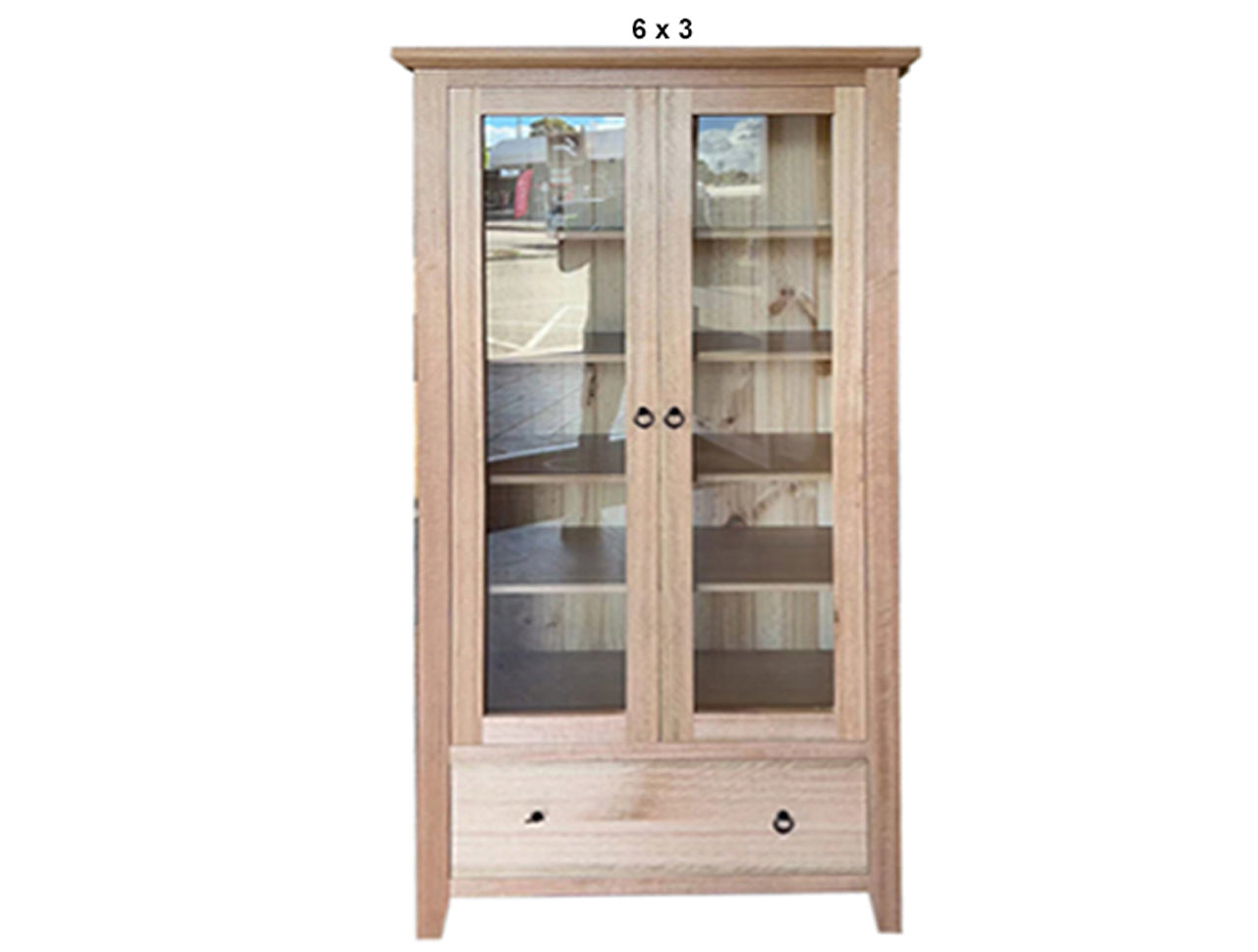 MANILLA (AUSSIE MADE) 2 GLASS DOOR / 1 BLANKET DRAWER LIBRARY UNIT COLLECTION - TASSIE OAK COMBINATION - ASSORTED STAINED COLOURS - STARTING FROM $1699