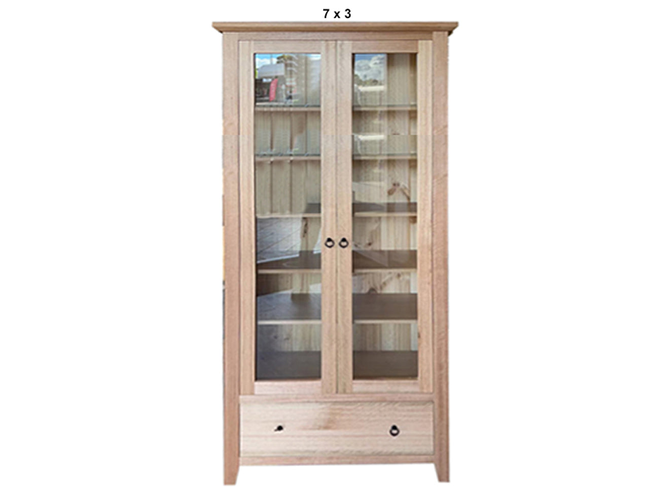 MANILLA (AUSSIE MADE) 2 GLASS DOOR / 1 BLANKET DRAWER LIBRARY UNIT COLLECTION - TASSIE OAK COMBINATION - ASSORTED STAINED COLOURS - STARTING FROM $1699