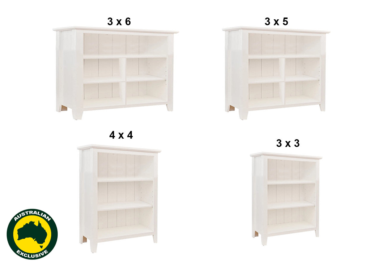 MANILLA (AUSSIE MADE) LOWLINE BOOKCASE COLLECTION - ASSORTED PAINTED COLOURS - STARTING FROM $649