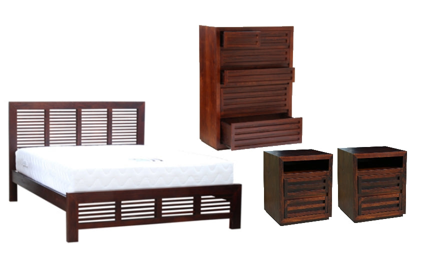 MANLY QUEEN 4 PIECE (TALLBOY) BEDROOM SUITE (M4PCE) - BALTIC (#215) , WALNUT (#219) OR GREY WASH (#501)