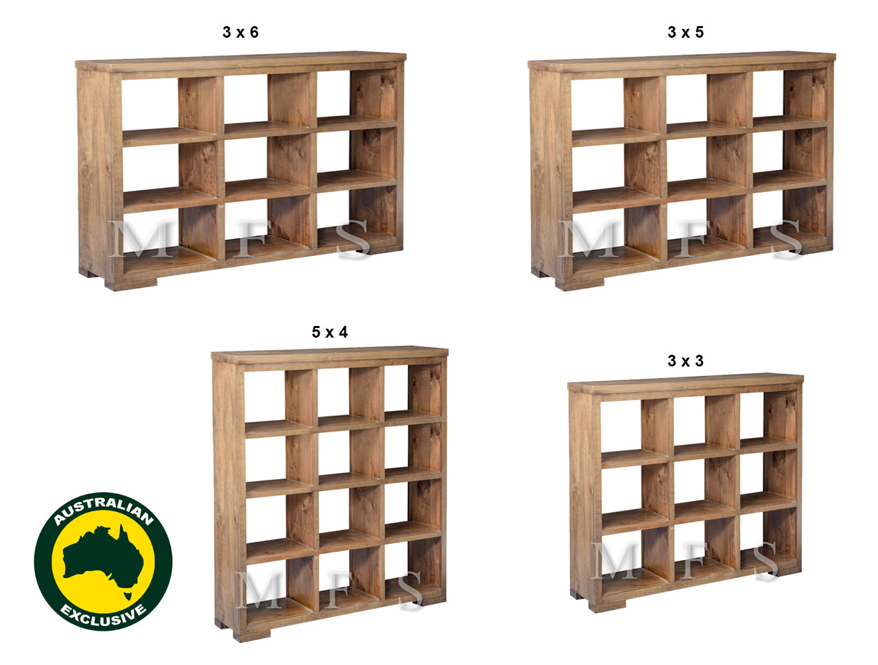 MANLY (AUSSIE MADE) LOWLINE ROOM DIVIDER WITH BLOCK LEGS COLLECTION - ASSORTED STAINED COLOURS - STARTING FROM $499
