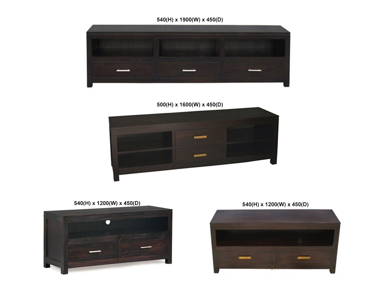 MILAN LOW ENTERTAINMENT TV UNIT COLLECTION - MAHOGANY OR CHOCOLATE - STARTING FROM $489