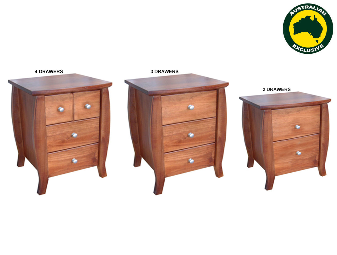 MONTERAY (AUSSIE MADE) BEDSIDE TABLE COLLECTION - ASSORTED STAINED COLOURS - STARTING FROM $499