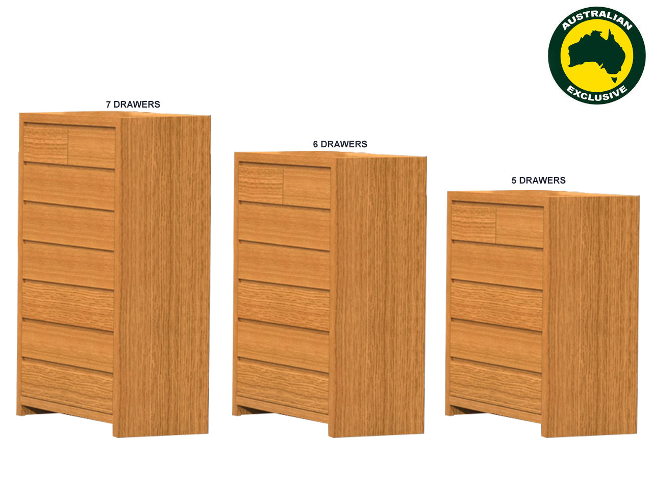 MORGAN (AUSSIE MADE) TALLBOY COLLECTION - TASSIE OAK COMBINATION - ASSORTED STAINED COLOURS - STARTING FROM $1399