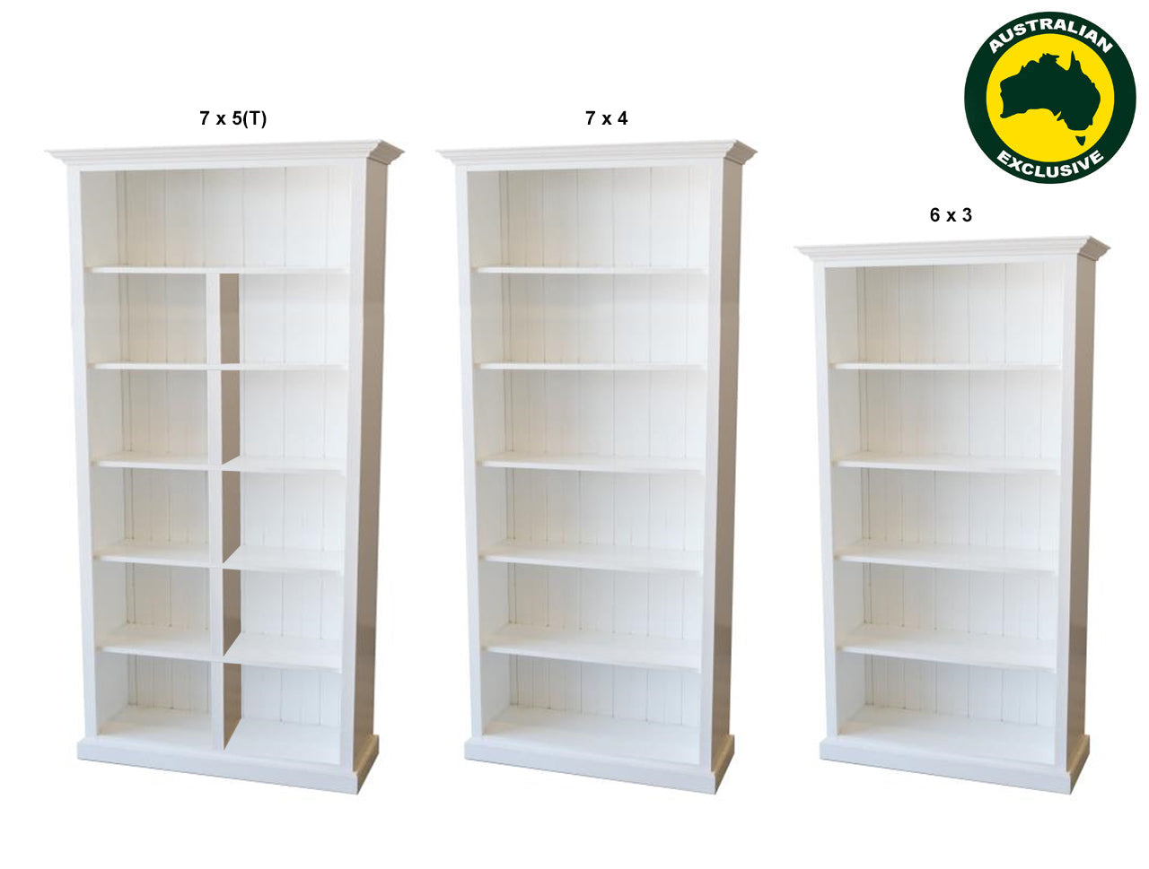 MUDGEE (AUSSIE MADE) HIGHLINE BOOKCASE COLLECTION  - ASSORTED PAINTED COLOURS - STARTING FROM $799