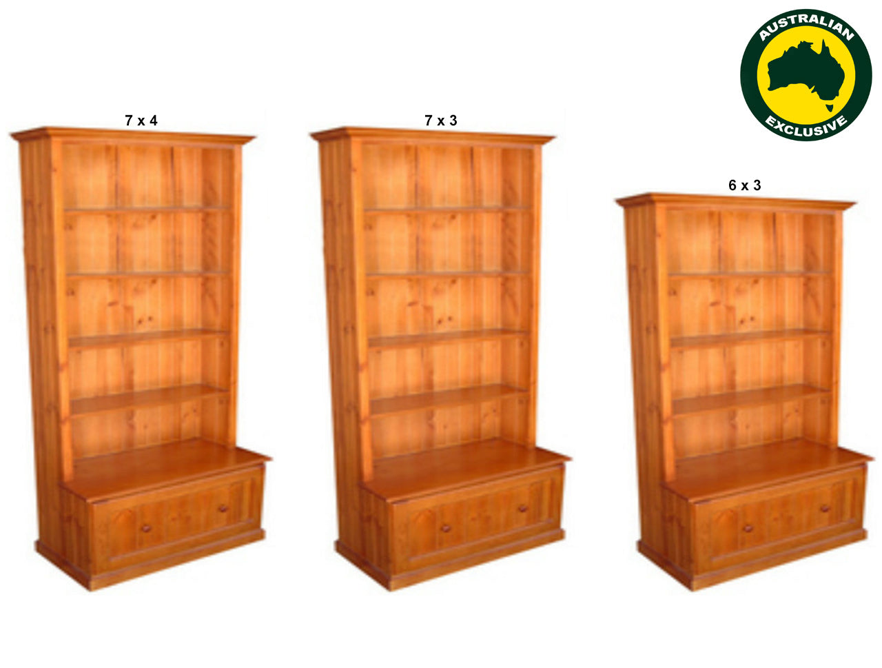MUDGEE (AUSSIE MADE) HIGHLINE BOOKCASE COMBO WITH PULL OUT DRAWER COLLECTION - ASSORTED PAINTED COLOURS - STARTING FROM $799