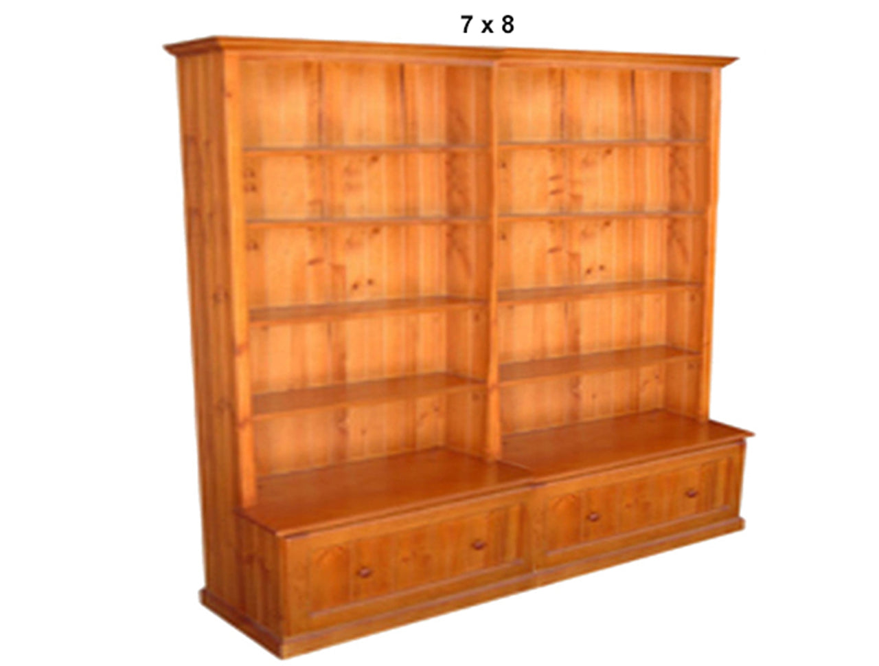 MUDGEE (AUSSIE MADE) BOOKCASE COMBO WITH 2 PULL OUT DRAWER COLLECTION - (3 SECTIONS) - ASSORTED STAINED COLOURS - STARTING FROM $1599