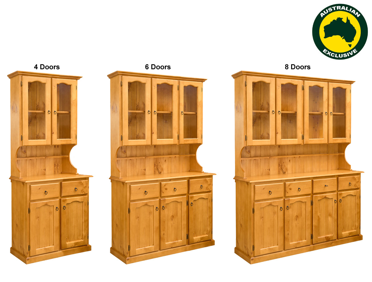 MUDGEE (AUSSIE MADE) BUFFET AND HUTCH COLLECTION - ASSORTED STAINED COLOURS - STARTING FROM $1099