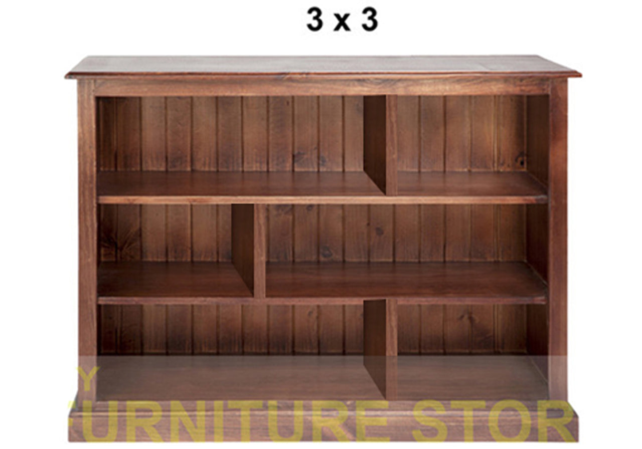 MUDGEE (AUSSIE MADE) STAGGERED LOWLINE BOOKCASE COLLECTION - ASSORTED STAINED COLOURS - STARTING FROM $449