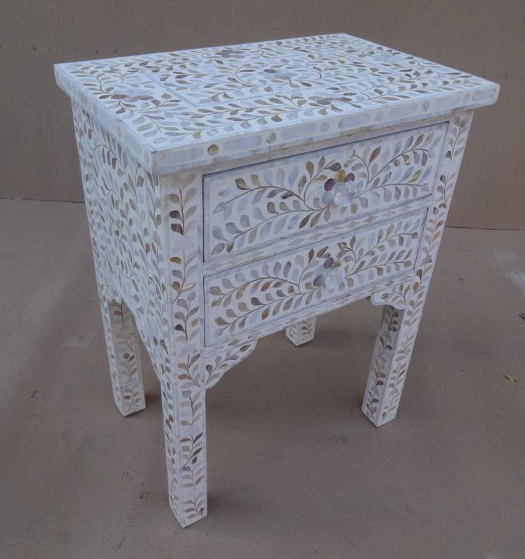 NATURAL (E323054) BEDSIDE TABLE -  300(W) X 430(L) - MOTHER OF PEARL
