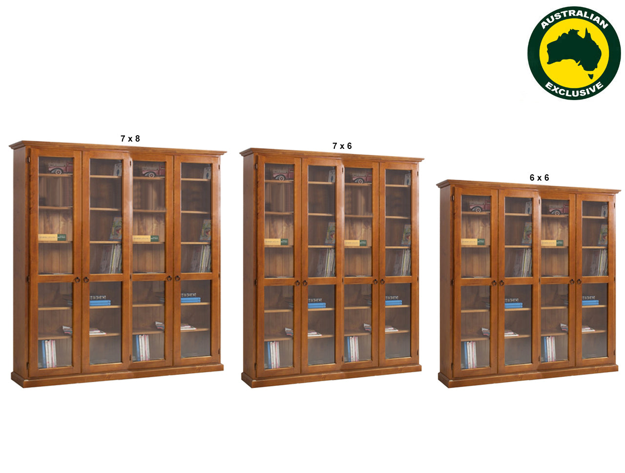 NOOSA (AUSSIE MADE) 4 DOOR LIBRARY UNIT COLLECTION - ASSORTED STAINED COLOURS - STARTING FROM $1999