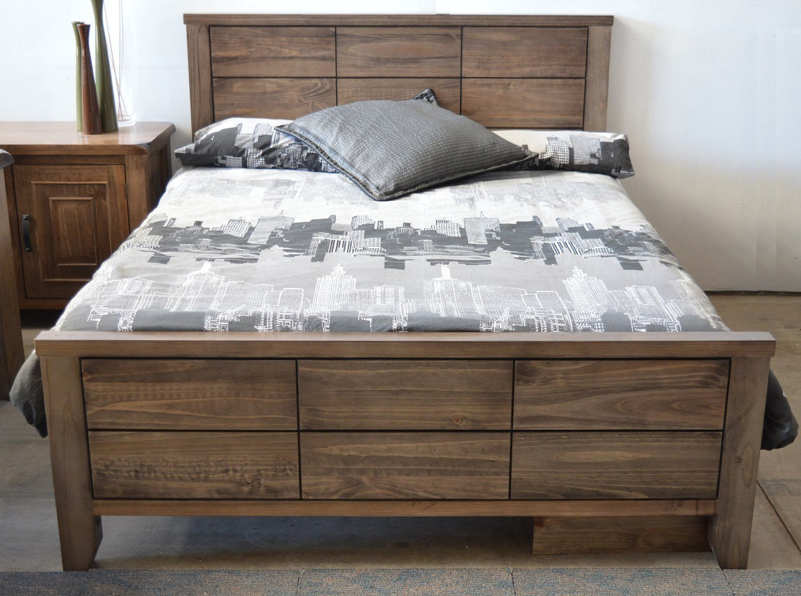 DOUBLE NARRABEEN PANEL BED FRAME (14-15-15-20-21-18-5) - BALTIC (#215) OR WALNUT (#219) OR GREYWASH (#501)