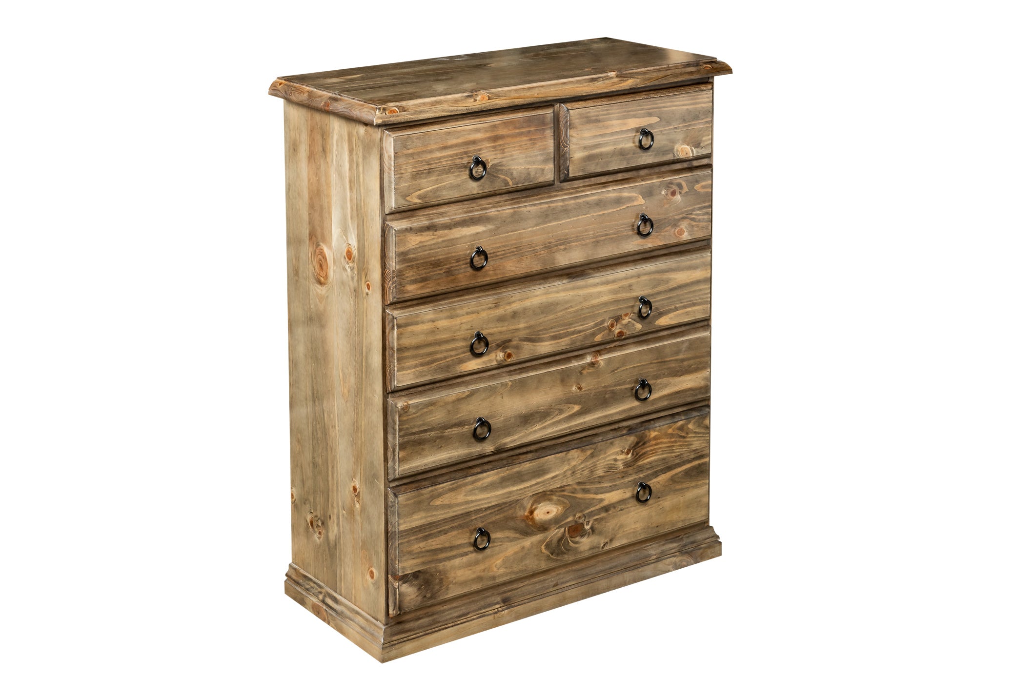 CRONULLA (CR3451) 6 DRAWER SPLIT TOP TALLBOY (2 OVER 4) - 1100(H) x 900(W) - BALTIC , WALNUT (PICTURED) , GREYWASH