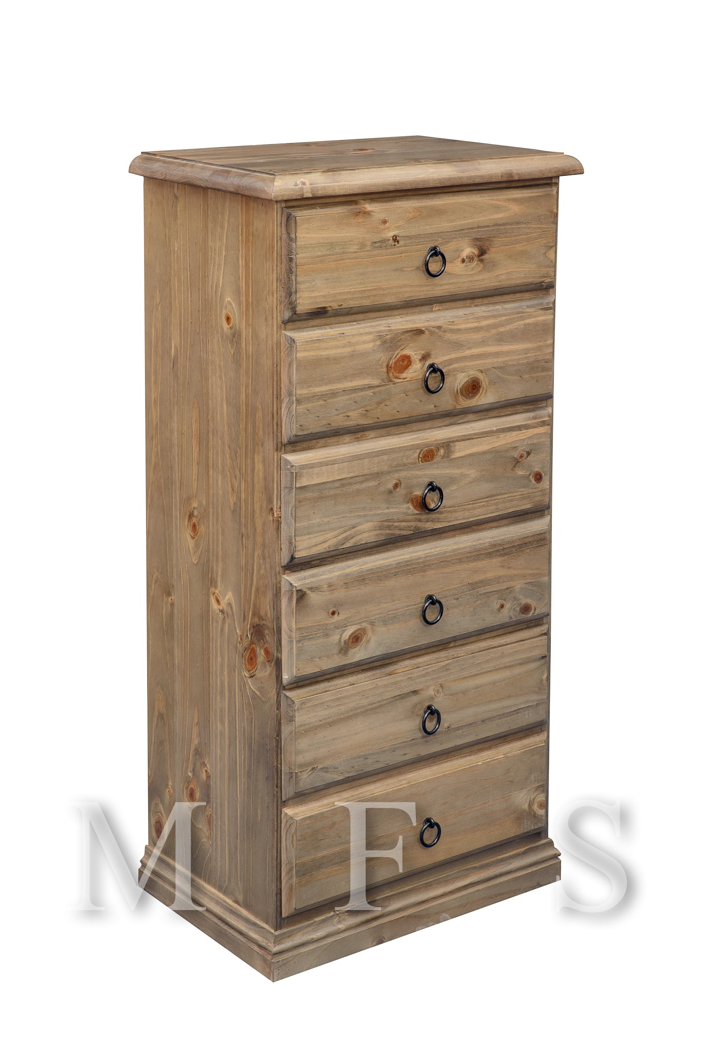 CRONULLA (CR246) 6 DRAWER NARROWBOY - 1190(H) X 600(W) - BALTIC , WALNUT OR GREYWASH