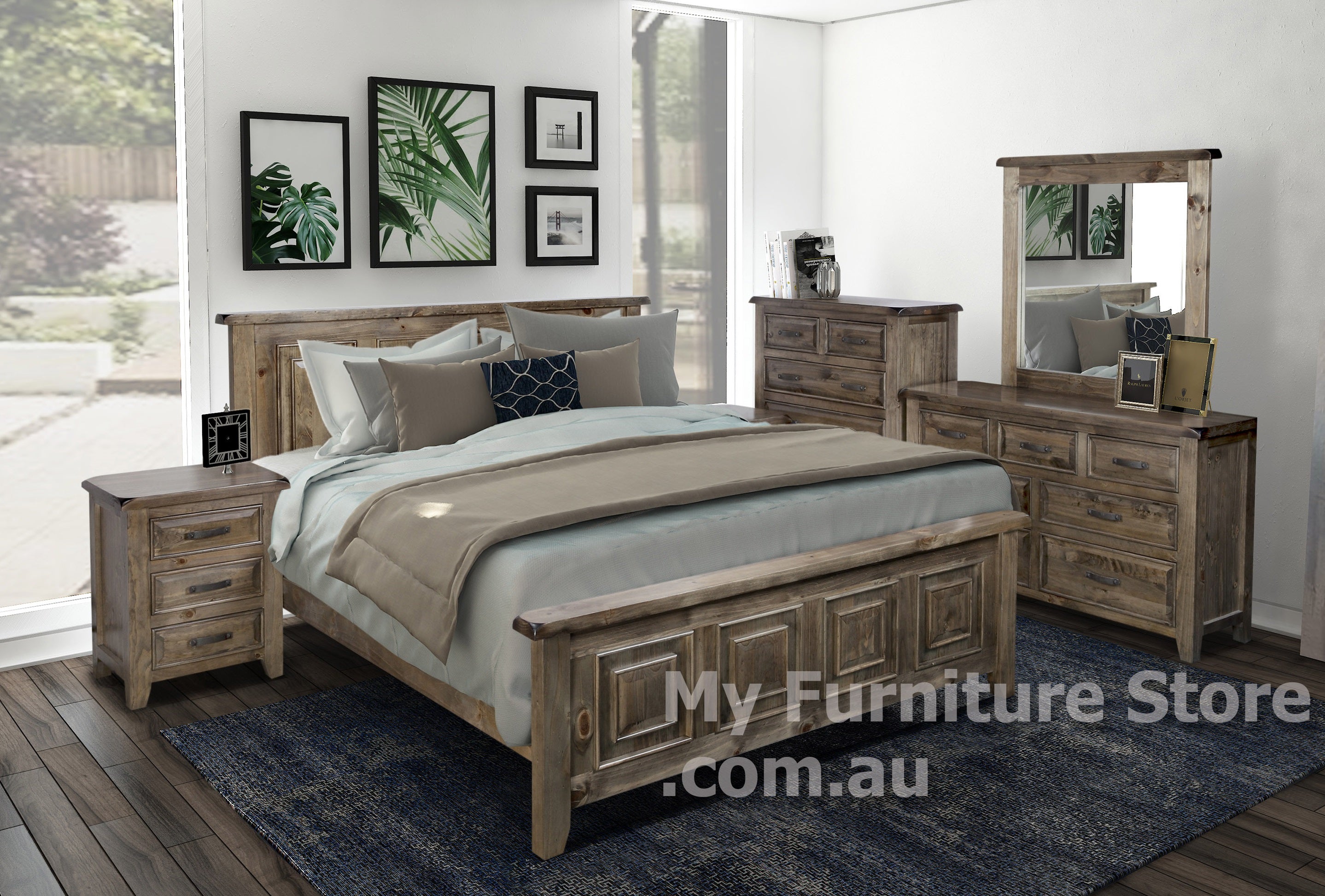 SYDNEYSIDE DOUBLE OR QUEEN 6 PIECE (THE LOT) BEDROOM SUITE - GREYWASH (#501)