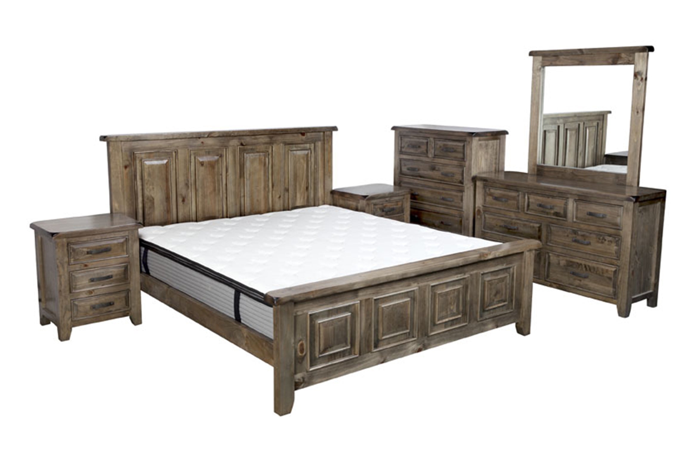 SYDNEYSIDE KING SINGLE 4 PIECE BEDROOM SUITE - GREY WASH(#501)