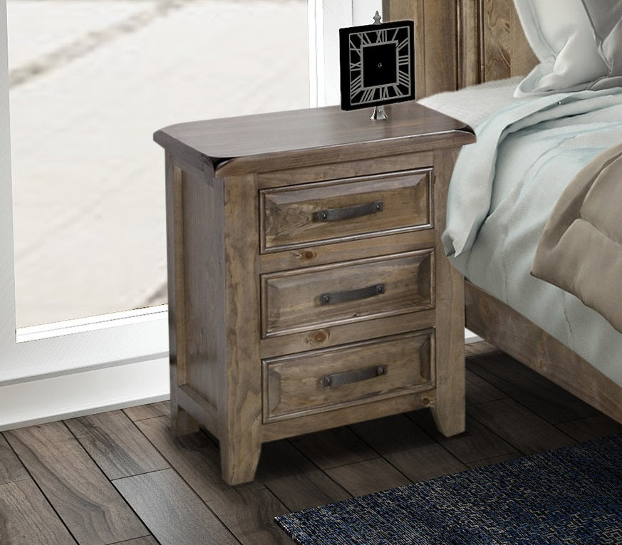 SYDNEYSIDE 3 DRAWER BEDSIDE TABLE (HTG183) - 690(H) x 590(W) - GREY WASH (#501)