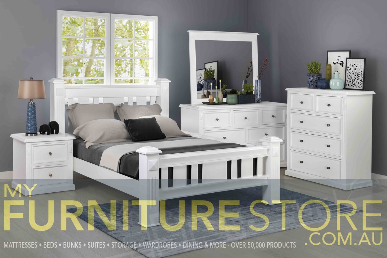 KING LEGIONS TIMBER BED FRAME - ASSORTED PAINTED COLOURS