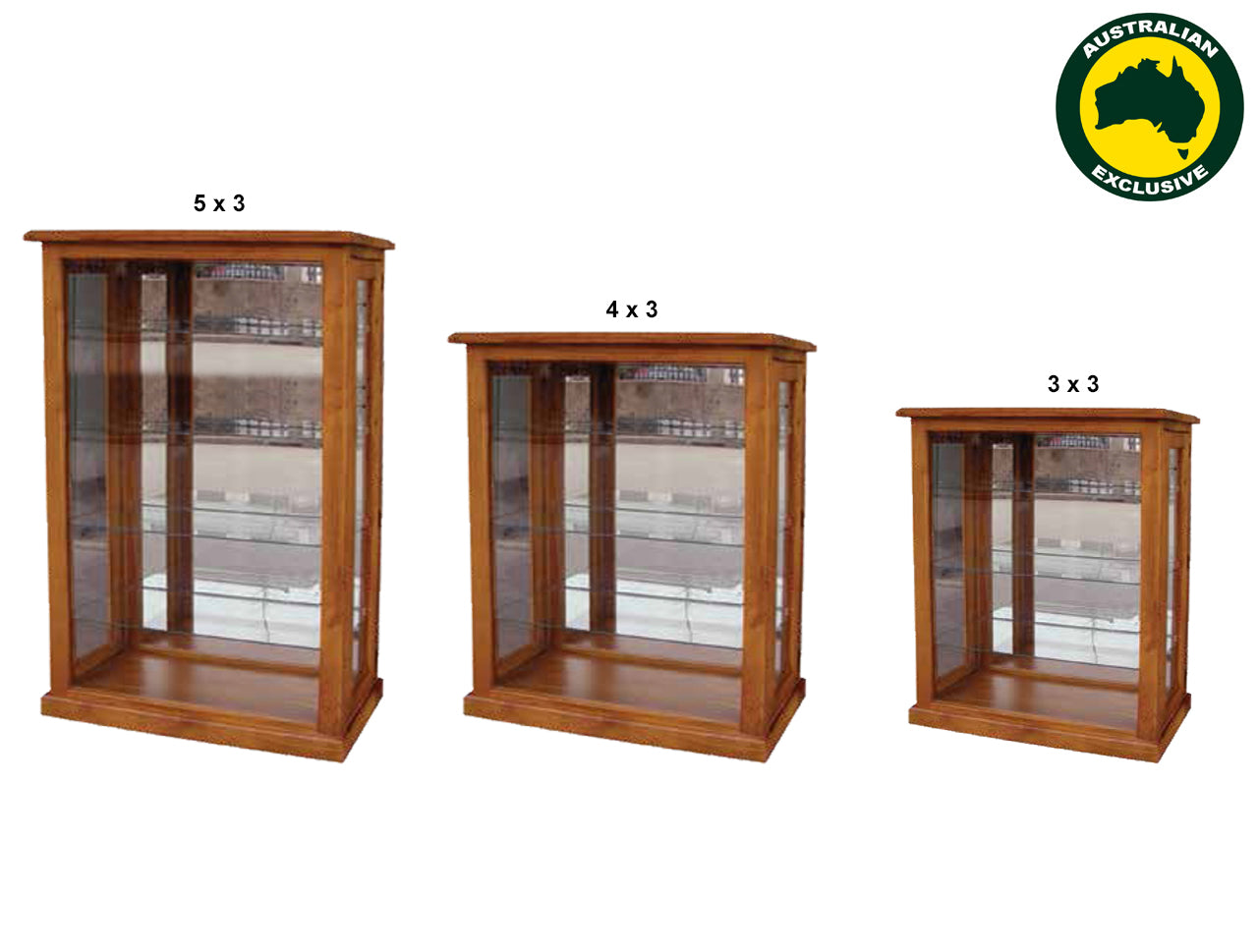 NACHT (AUSSIE MADE) SOLID TIMBER DISPLAY CABINET WITH DOOR (LHS OR RHS FACING) COLLECTION - ASSORTED STAINED COLOURS - STARTING FROM $899