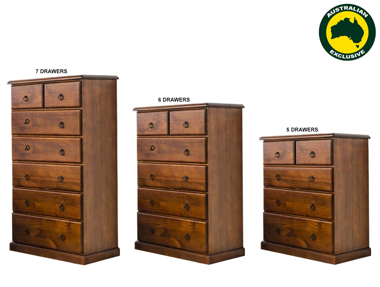 CARRINGTON (AUSSIE MADE) TALLBOY COLLECTION - ASSORTED STAINED COLOURS - STARTING FROM $899
